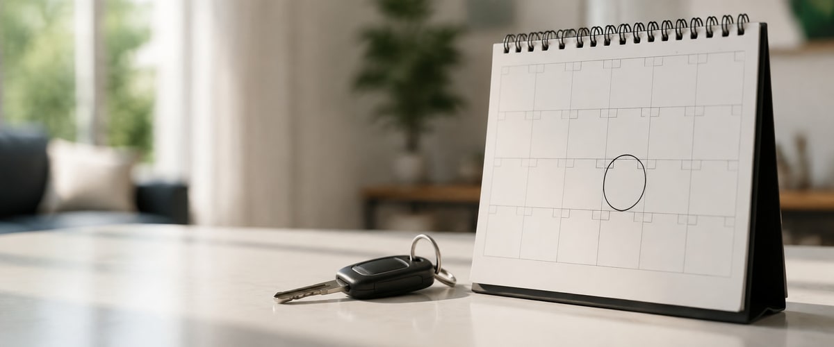 Guest planning a rental car booking timeline on a calendar in Houston