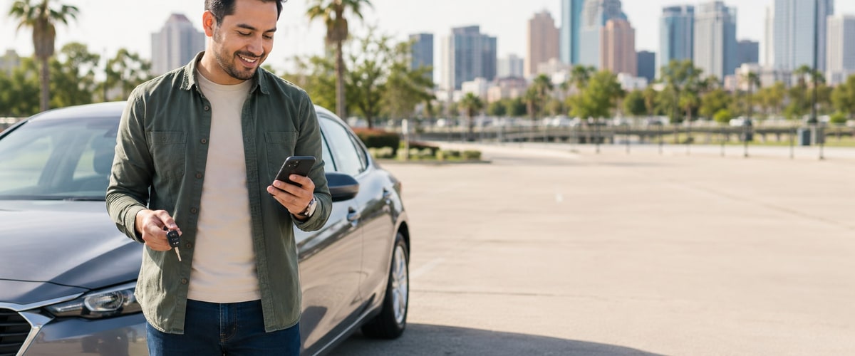 First-time renter picking up a car in Houston