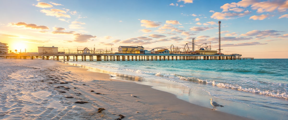 Galveston Gulf Coast beach and pier