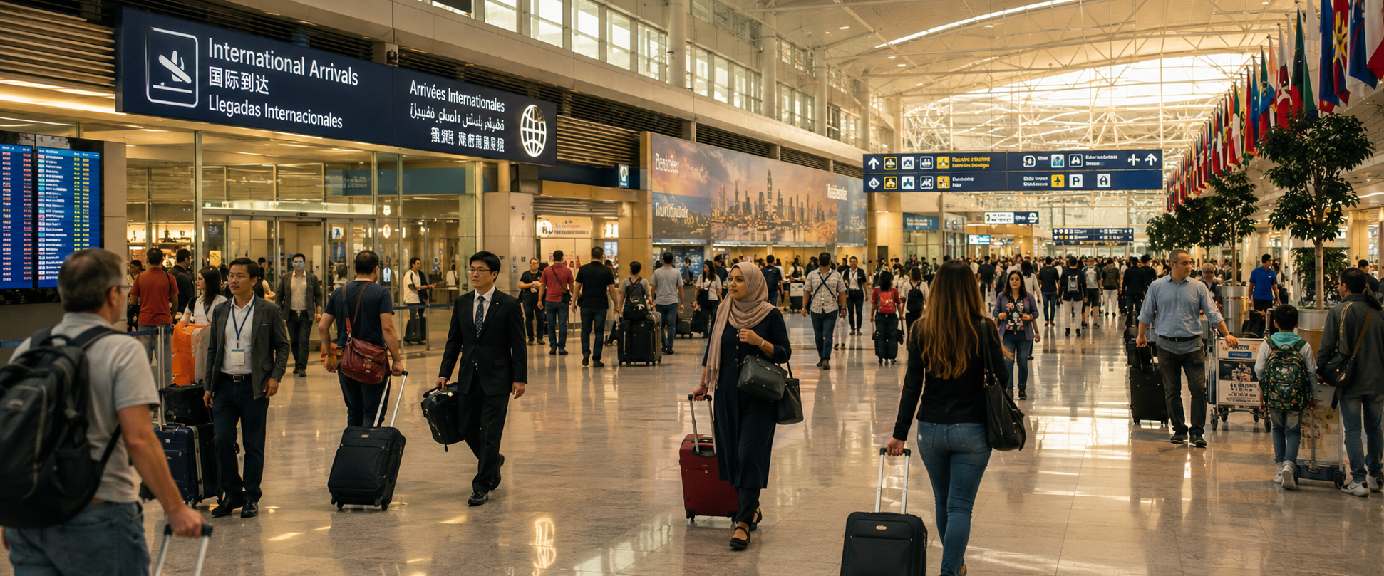 International airport arrivals hall for World Cup visitors to Houston