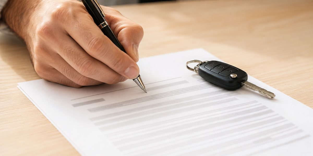 Guest reviewing and signing a digital rental agreement on a tablet during booking