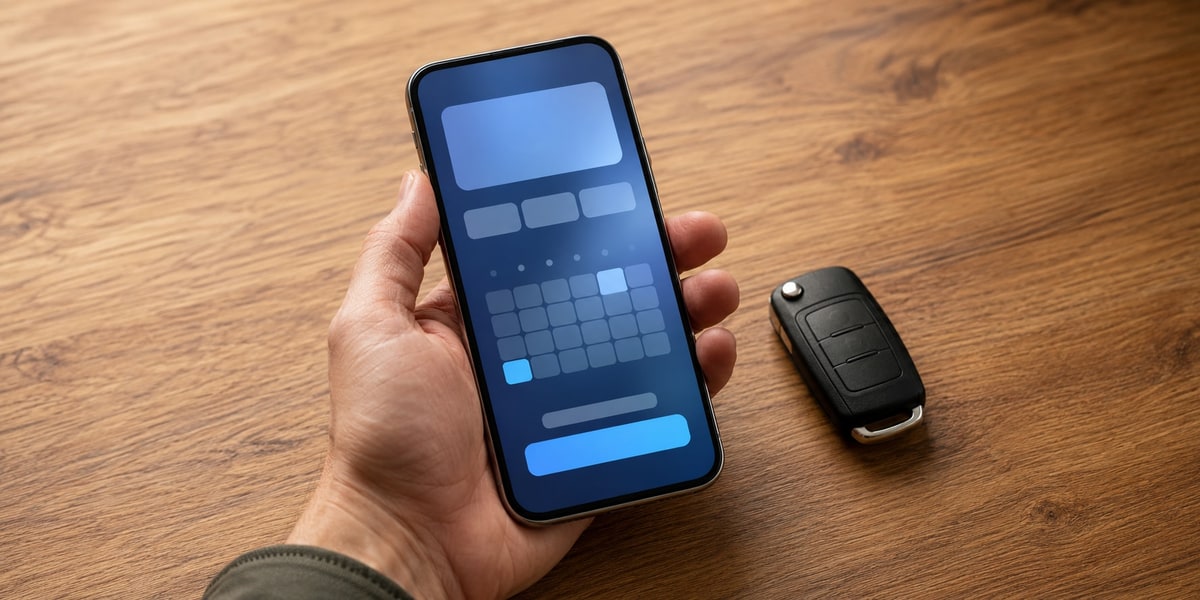 Calendar with a car key placed on it, representing planning ahead for a rental car reservation