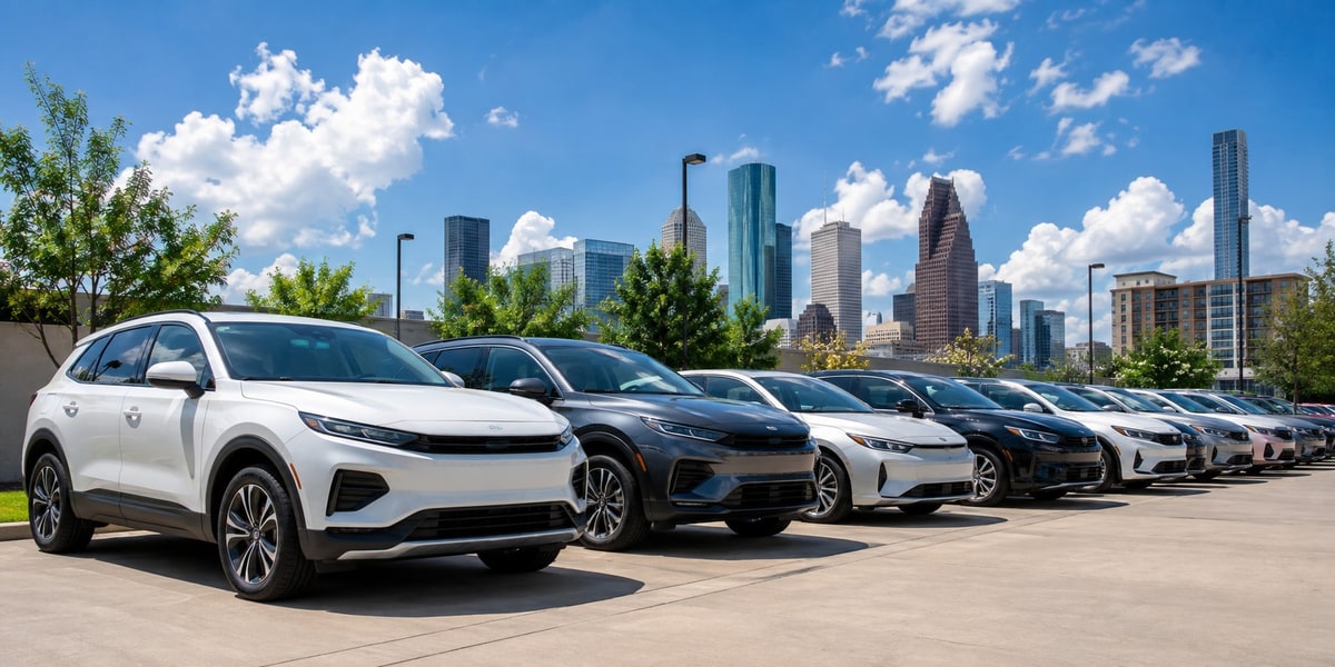 DriveonHTX fleet of rental vehicles available for real-time booking in Houston