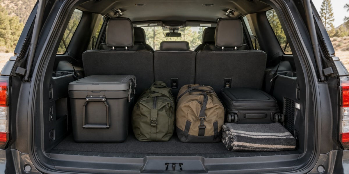 Ford Expedition interior with three rows of seating for a family road trip