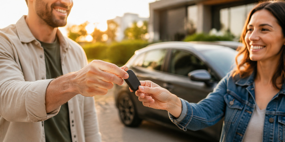 Guest completing a quick same-day rental car pickup in Houston