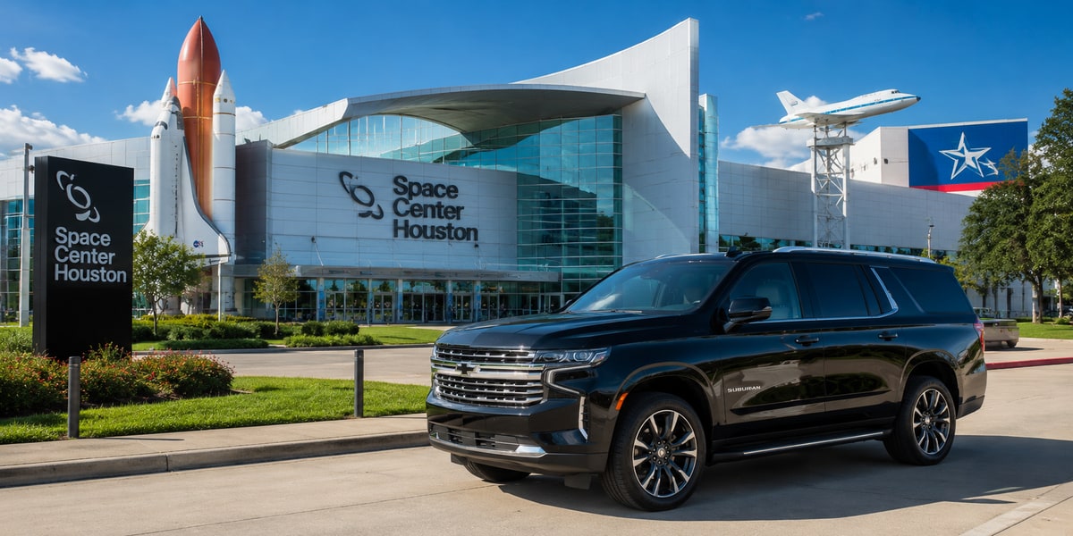 Large SUV parked outside Space Center Houston