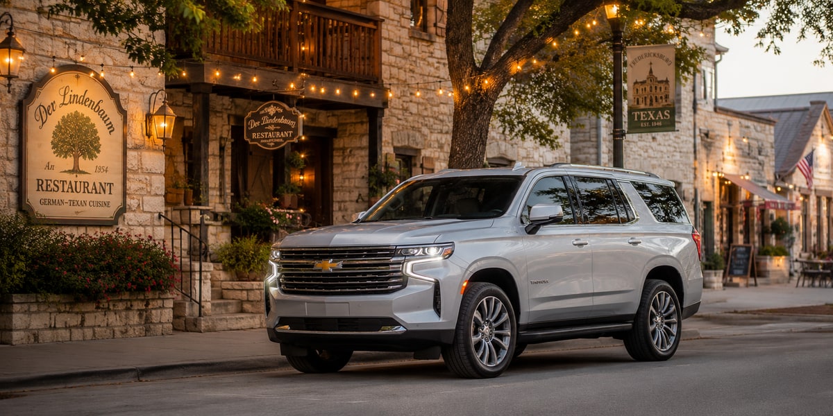 Large SUV parked in Fredericksburg Texas