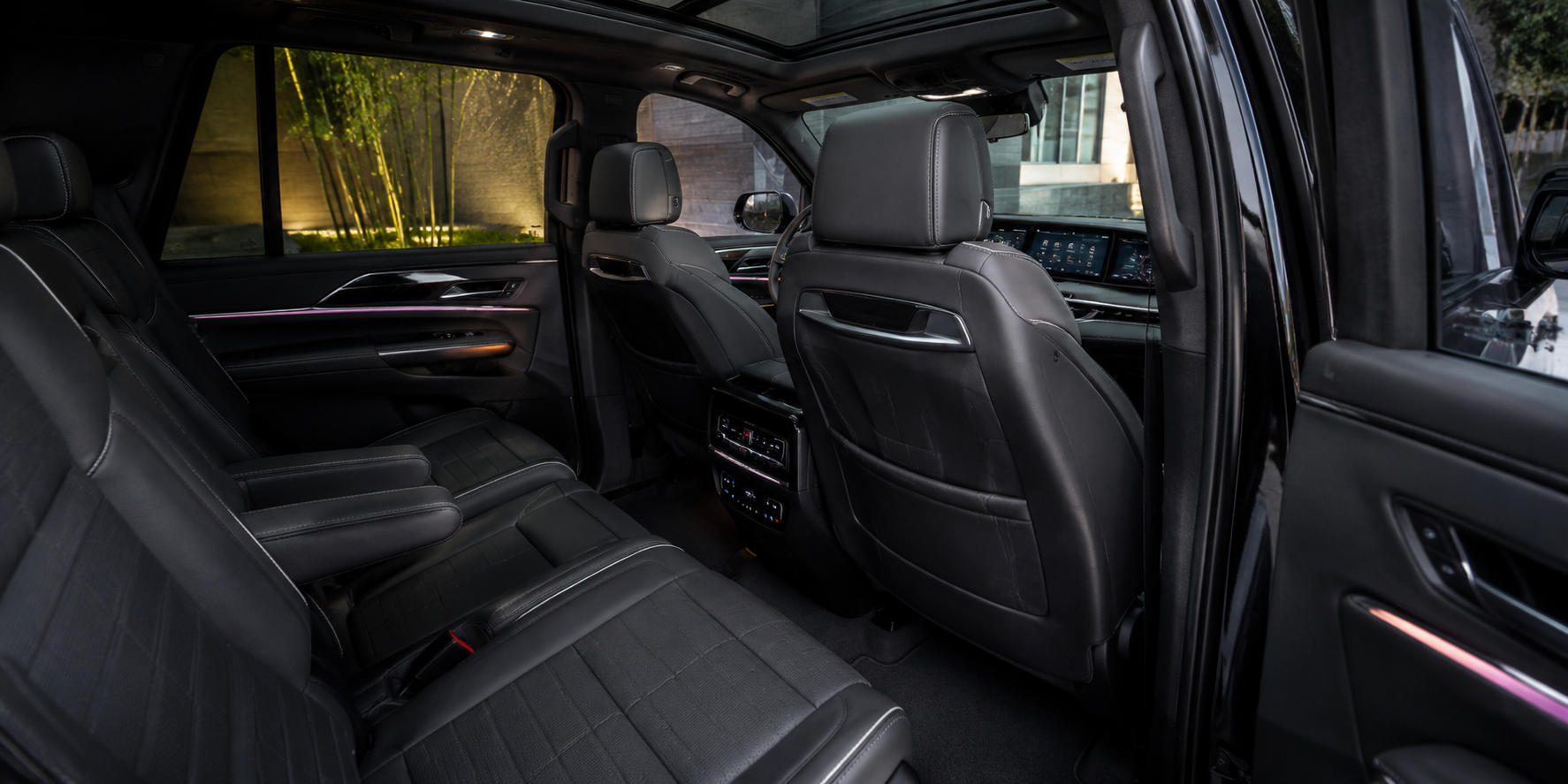 Luxury SUV interior with black leather seats