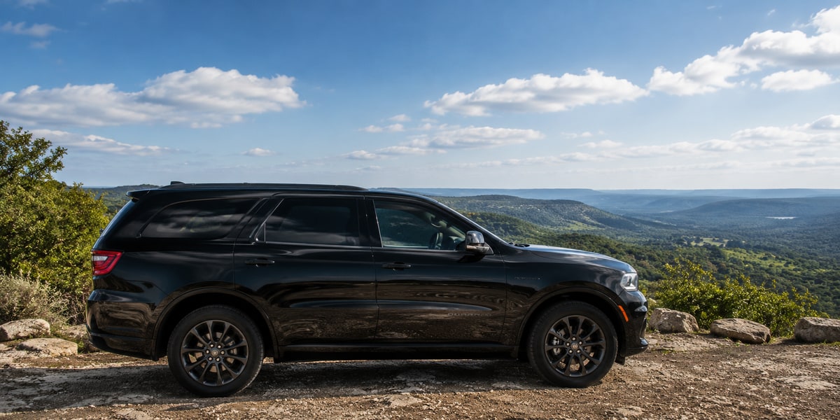 Large SUV at Texas Hill Country scenic overlook